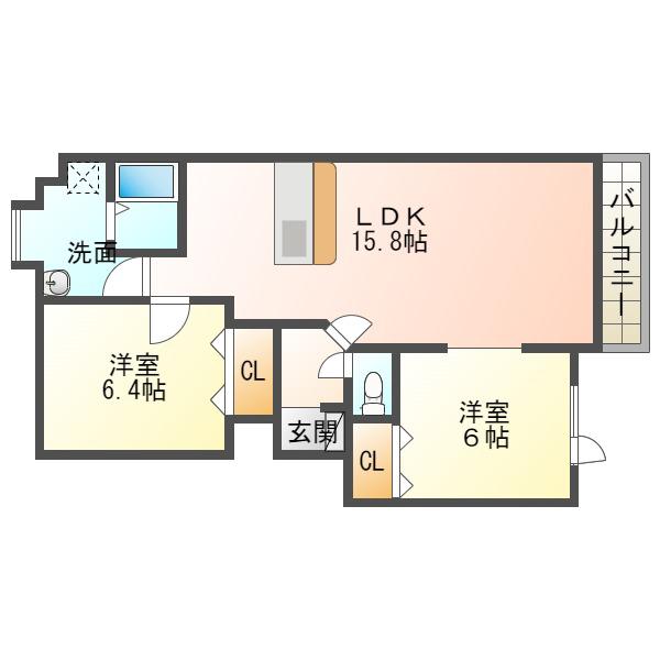 レインボーハウス双葉NO54(2LDK/1階)の間取り写真