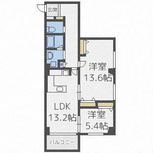 札幌まち家勇崎(2LDK/3階)の間取り写真