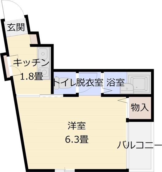 ECP旭ヶ丘(ワンルーム/1階)の間取り写真
