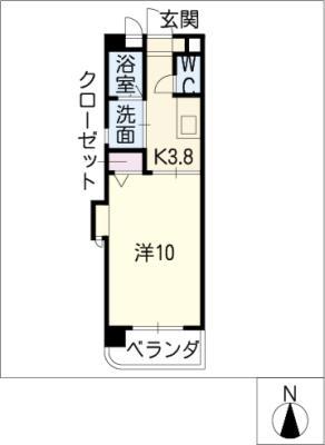 シェーン八事山(1K/1階)の間取り写真
