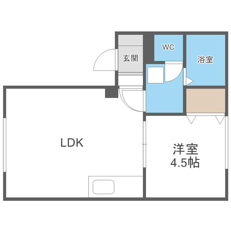 ウィンディア苗穂(1LDK/2階)の間取り写真