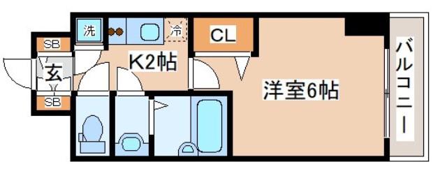 レジュールアッシュ神戸ハーバーランド(1K/3階)の間取り写真