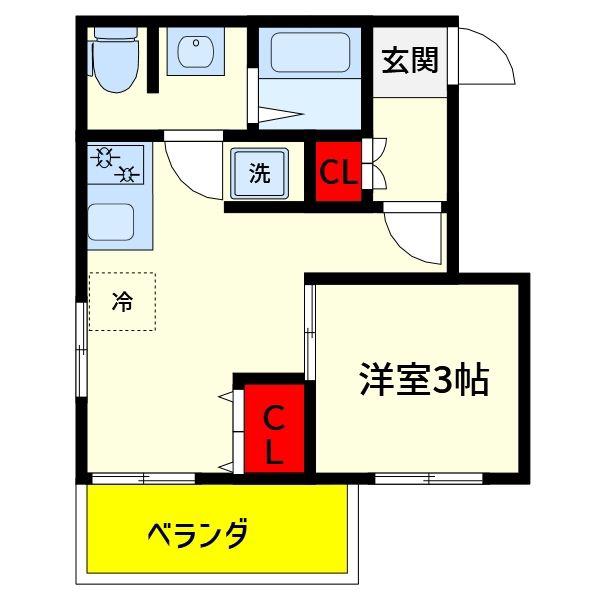 フェリシアパレス(1DK/2階)の間取り写真