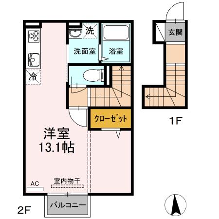 コート小田原(ワンルーム/2階)の間取り写真