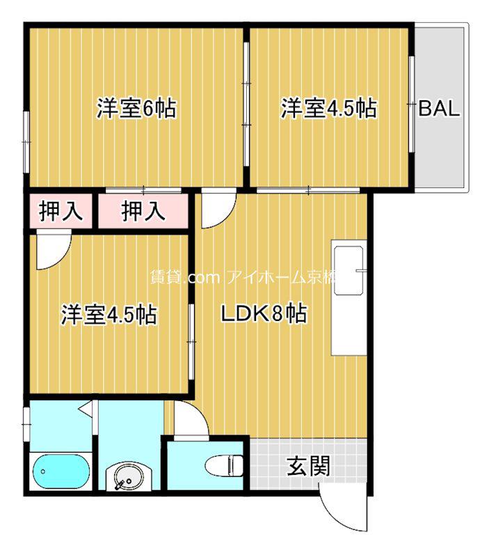 RIZEONE城東野江レジデンス(3LDK/2階)の間取り写真