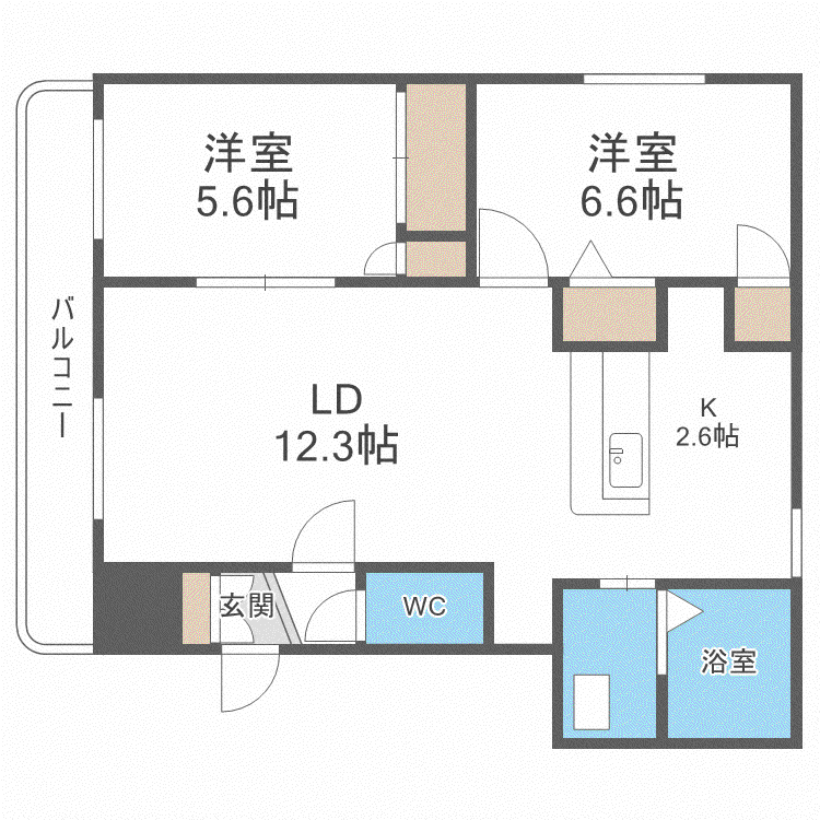 プロスペラーレ(2LDK/4階)の間取り写真