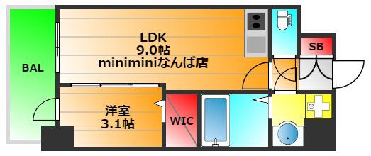 ミラージュパレス難波グランツ(1LDK/2階)の間取り写真