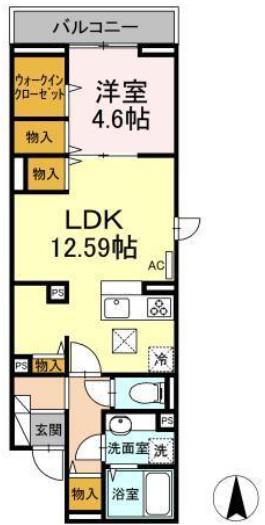 アンジュール蒲田(1LDK/1階)の間取り写真