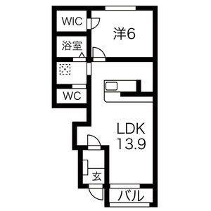 ヴィル・ホワイエ(1LDK/1階)の間取り写真