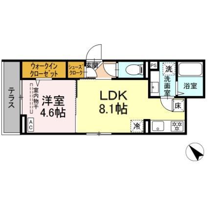 ディパイナ西寺尾(1LDK/1階)の間取り写真