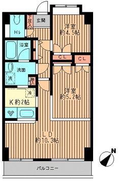 プリヴェ根岸(2LDK/5階)の間取り写真