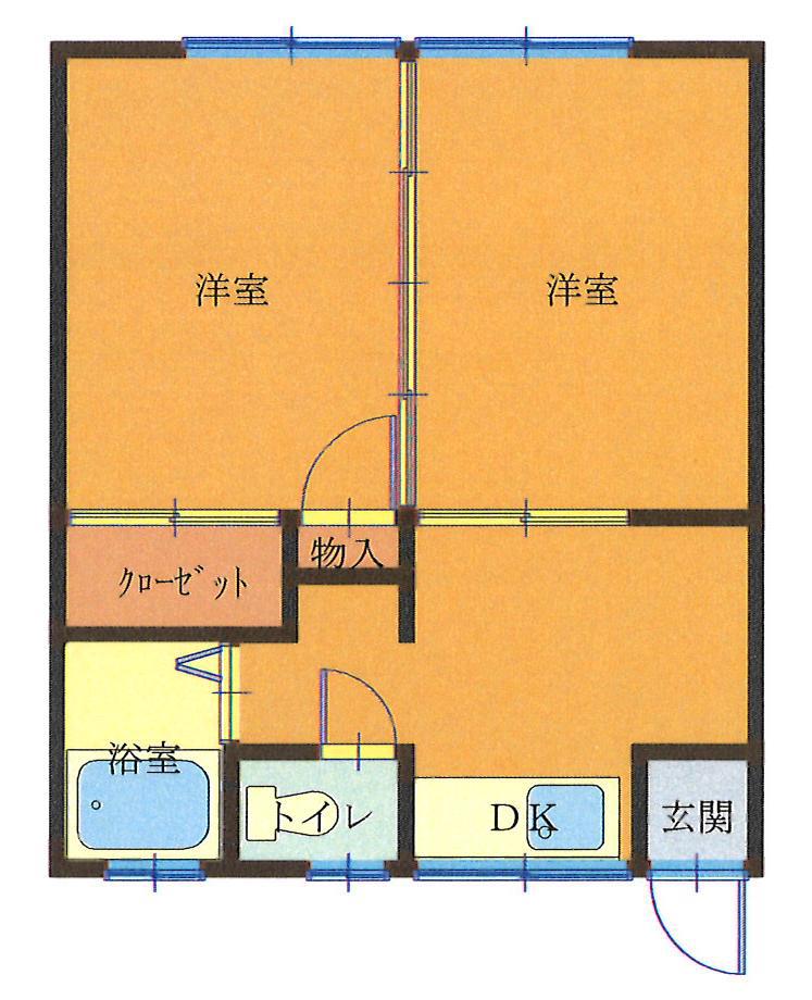 第二かわばた荘(2DK/1階)の間取り写真