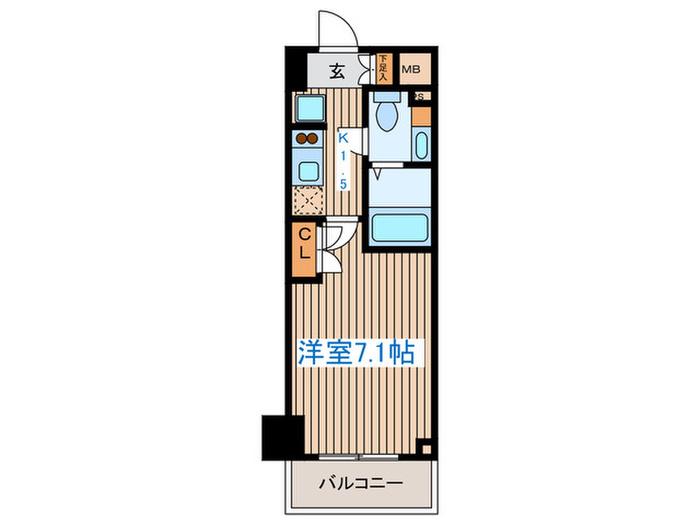 レジディア笹塚II(1K/6階)の間取り写真
