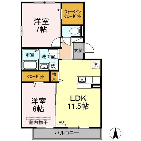 グローリー一文字(2LDK/3階)の間取り写真