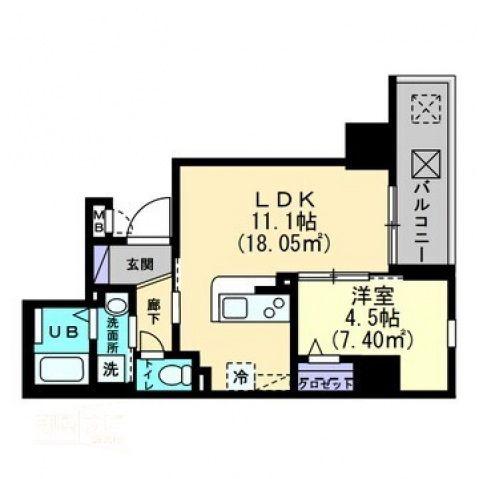 ルミナス藤塚町(1LDK/6階)の間取り写真