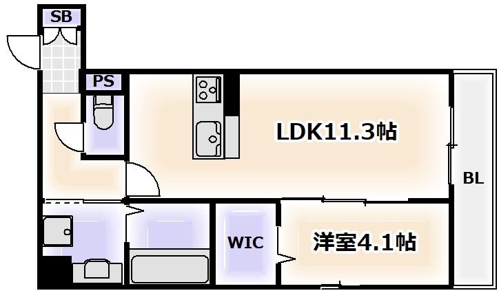 タカゼン文の里(1LDK/1階)の間取り写真