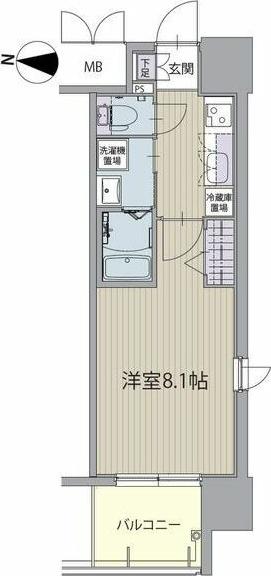 パルティール高畑アネックス(1K/2階)の間取り写真