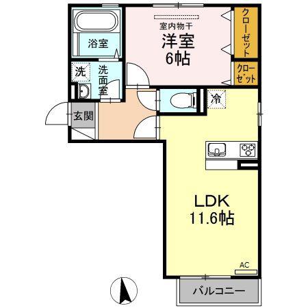 グレイス・レジデ(1LDK/2階)の間取り写真