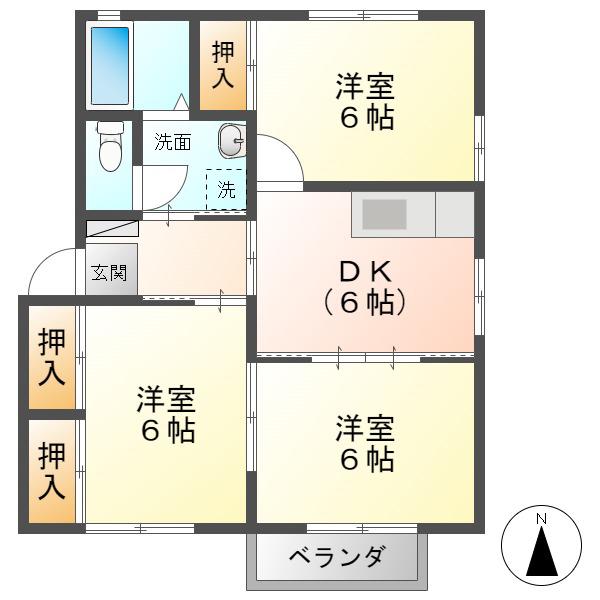 ディアス杉村A・B(3DK/1階)の間取り写真