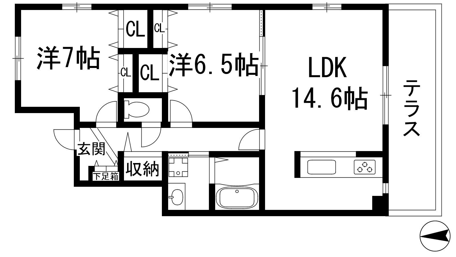 リゾ宝塚(2LDK/1階)の間取り写真