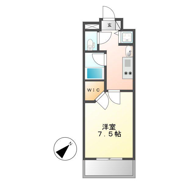 ベルファース川原通(1K/6階)の間取り写真