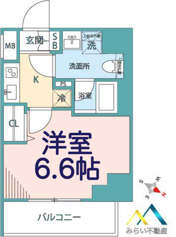 MAXIV横浜吉野町ノース(1K/4階)の間取り写真