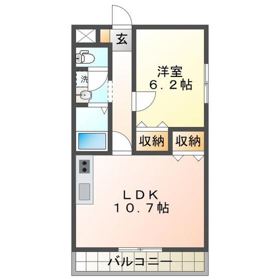 コート津新町(1LDK/8階)の間取り写真