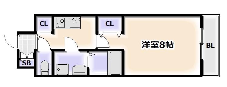 ウィルテラスなんば南(1K/10階)の間取り写真