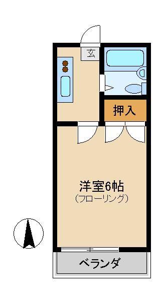 ハイム吉野(1K/2階)の間取り写真