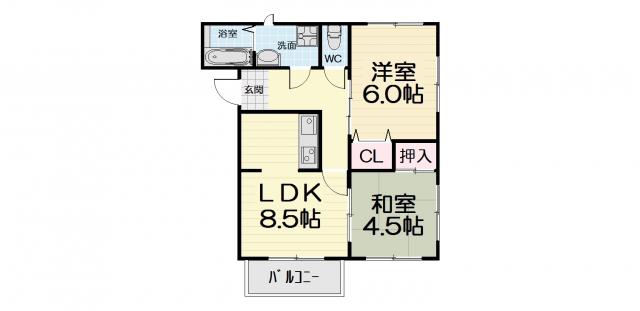 グリーンパーク浜寺(2LDK/1階)の間取り写真