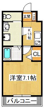 N-STAGE西船橋II(1K/1階)の間取り写真