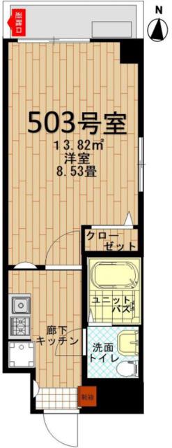 ペアパレス新高円寺(1K/5階)の間取り写真