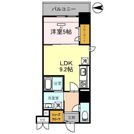 フレンシア西宮北口(1LDK/2階)の間取り写真