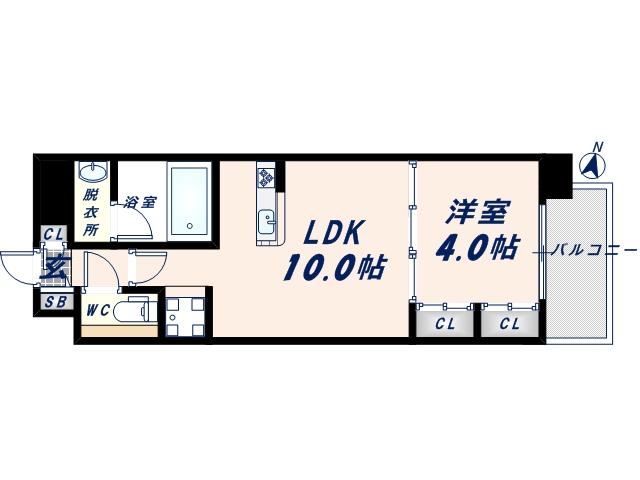 ヴェルテックス(1LDK/4階)の間取り写真