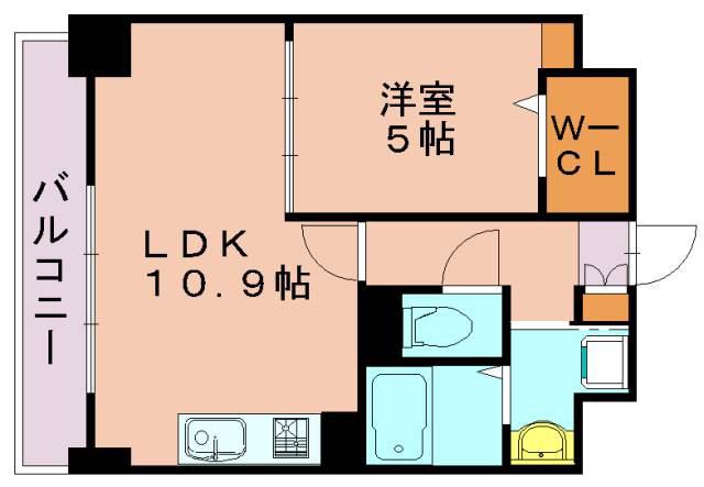 プランドール綾(1LDK/3階)の間取り写真