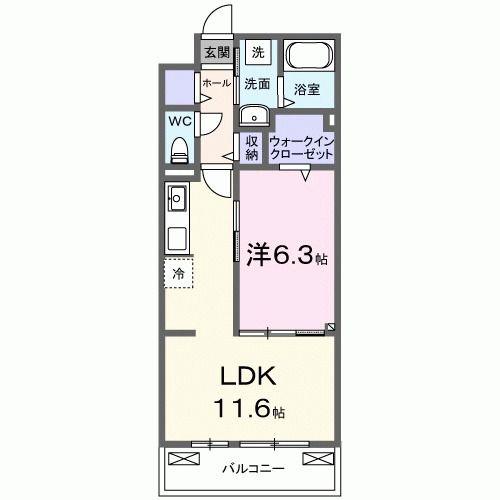 パルク大西(1LDK/3階)の間取り写真