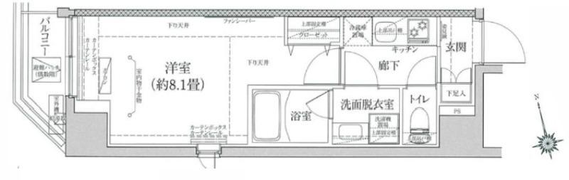 ティモーネ プレミアム蒲田(1K/7階)の間取り写真