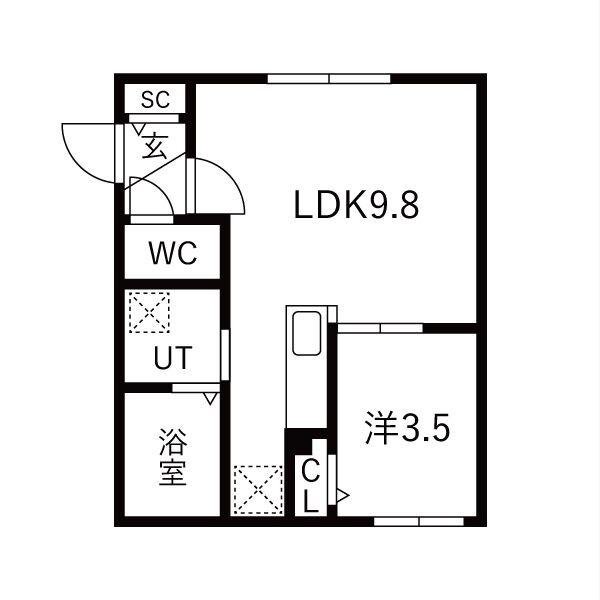 地下鉄南北線 北１８条駅 徒歩8分 5階建 築1年(1LDK/2階)の間取り写真