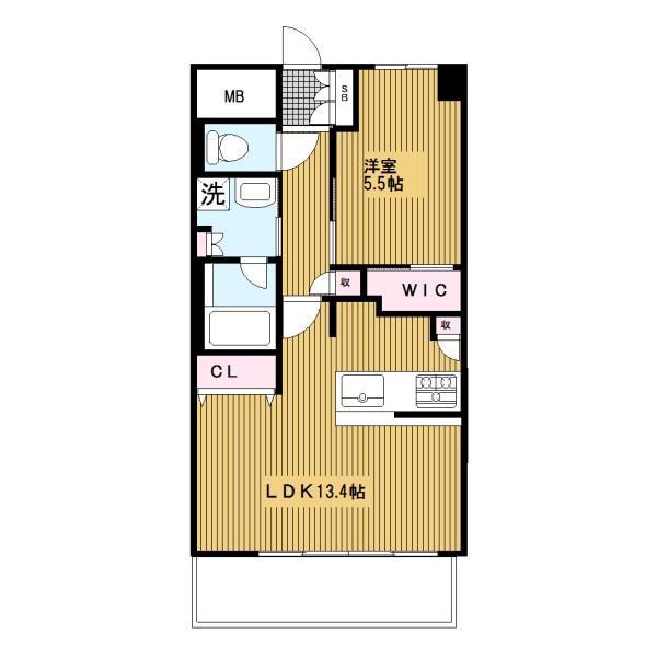 フロール横浜三ツ沢1番館(1LDK/2階)の間取り写真