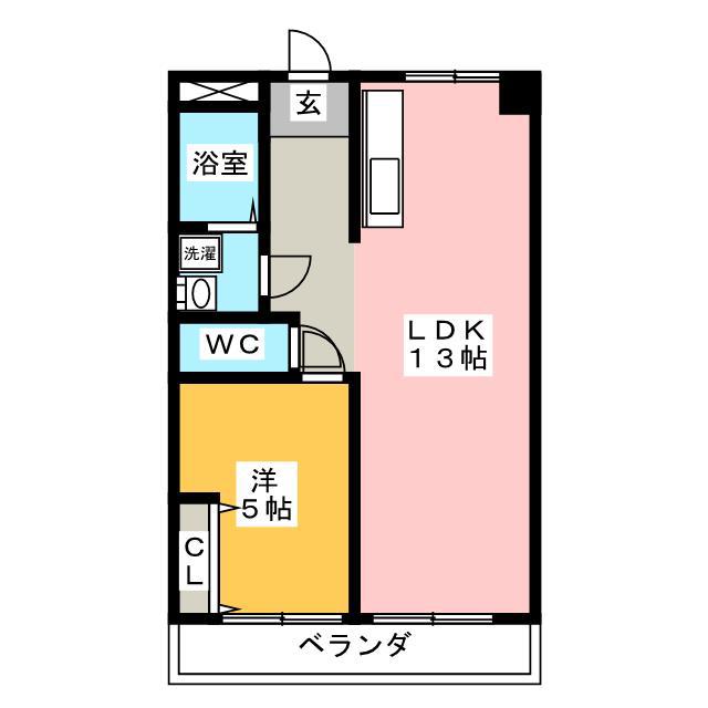 ラティーナ岐阜(1LDK/6階)の間取り写真