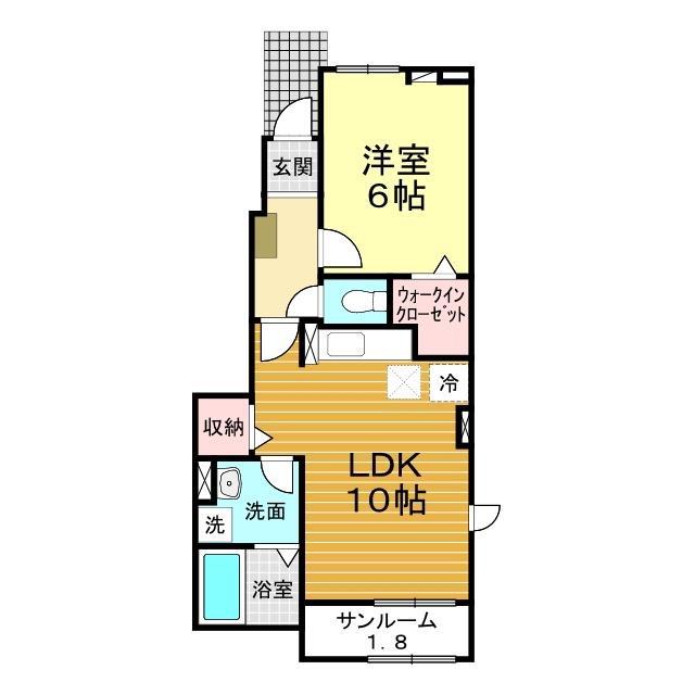 ネオユニヴァースII(1LDK/1階)の間取り写真