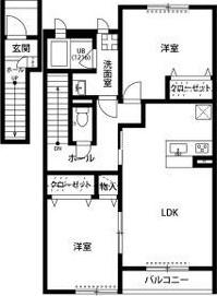 アスピリアBELL(2LDK/2階)の間取り写真
