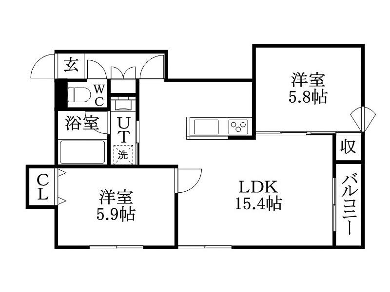 ルピナスウエスト(2LDK/3階)の間取り写真