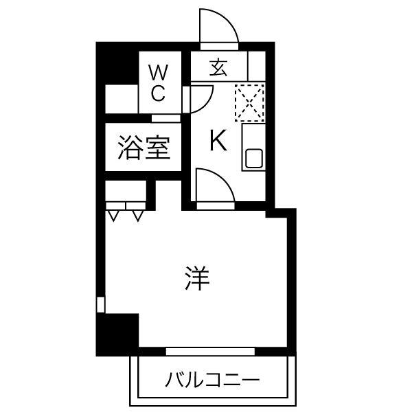 シエラ大曽根(1K/2階)の間取り写真