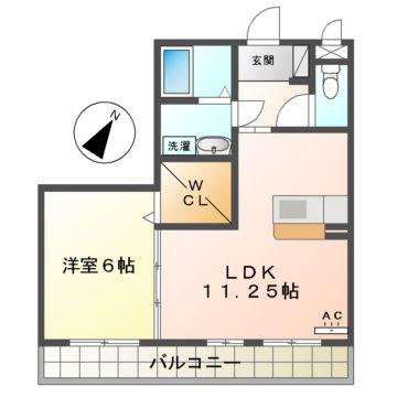 ラ・ミアカーサ勇助山(1LDK/2階)の間取り写真