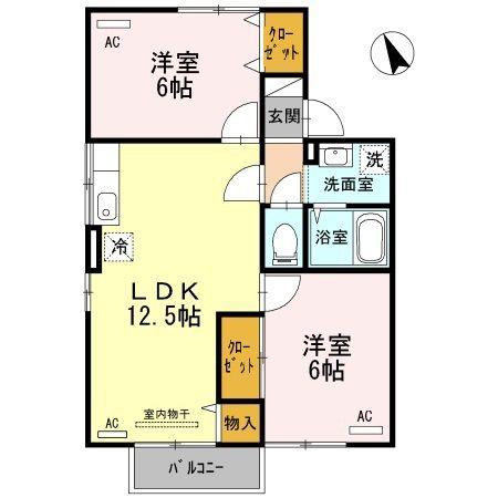セジュールクリアA(2LDK/2階)の間取り写真