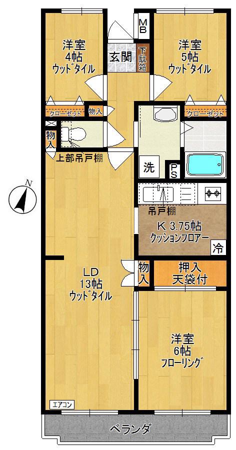 イルテット栗谷(3LDK/1階)の間取り写真