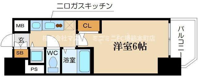 プレサンス谷町アルファ(1K/6階)の間取り写真