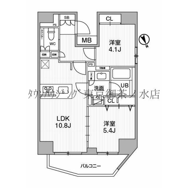 SYFORME江戸川橋(2LDK/7階)の間取り写真