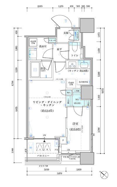 パークタワー勝どきサウス(1LDK/5階)の間取り写真